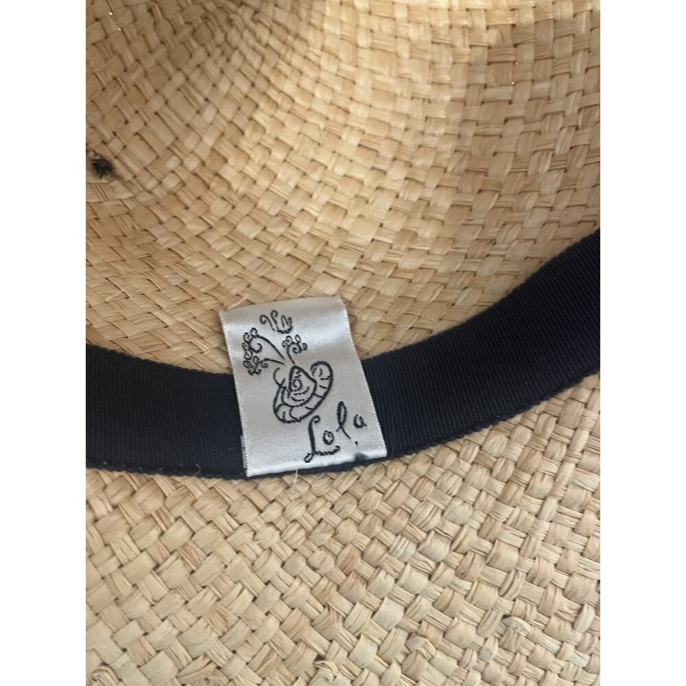 Lola Womens Straw Sun Hat S Semi Floppy Brim Trim Festival Beachy Resort Vtg - Picture 6 of 6